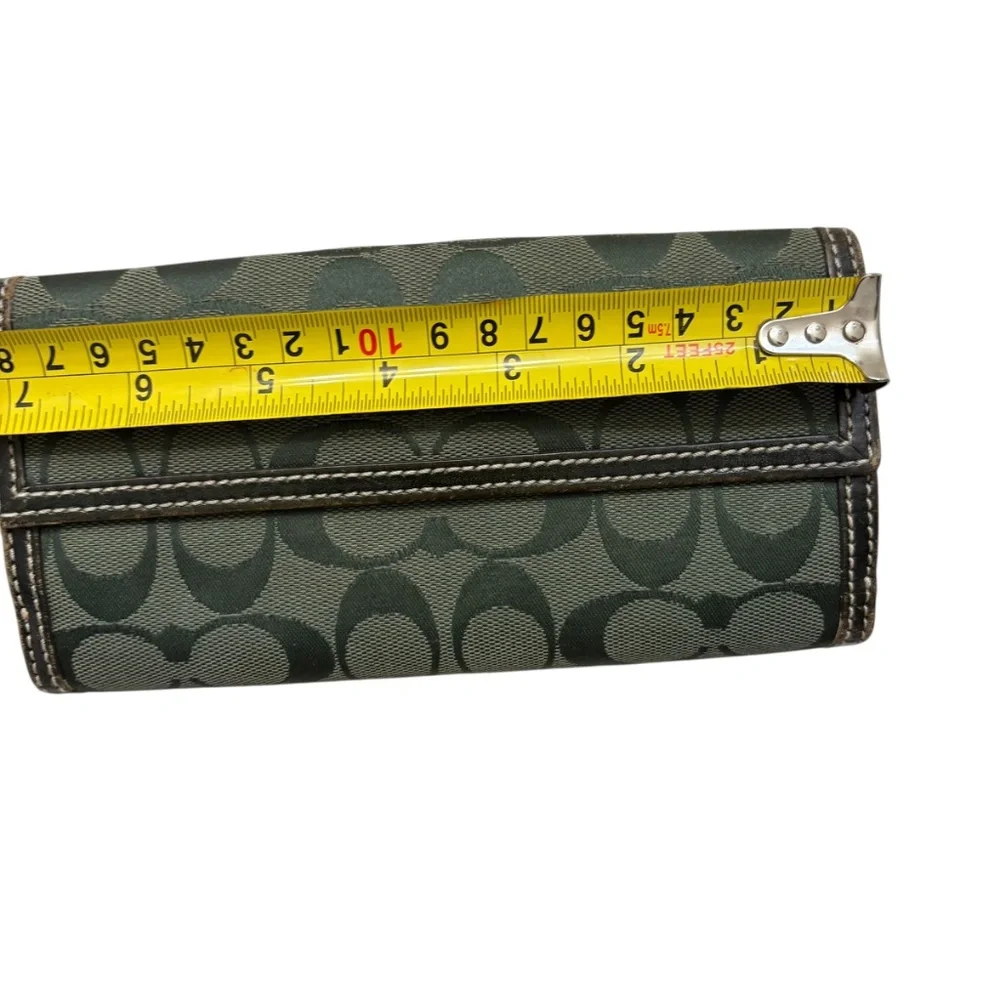 Coach vintage y2k signature dark green long turnlock wallet - Picture 5 of 13